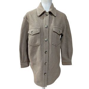 Aritzia Wilfred Free Womens XS The Ganna Merino Wool Shirt Jacket in Heather Elm
